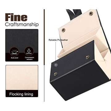 MoKo Sunglasses Organizer with 5 Slots, Travel Glasses Case Storage Portable Sunglasses Storage Case Bag Foldable Eyeglasses Holder Box Eyewear Display Containers for Women Men, Black - White Lining