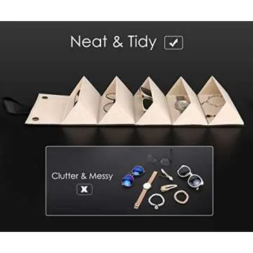 MoKo Sunglasses Organizer with 5 Slots, Travel Glasses Case Storage Portable Sunglasses Storage Case Bag Foldable Eyeglasses Holder Box Eyewear Display Containers for Women Men, Black - White Lining