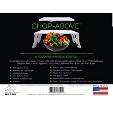 Chop Above Antibacterial Plastic Cutting Board Dishwasher Safe. WORK SMART NOT HARD Patented First of its Kinde.