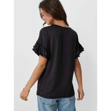 Stylish AUTOMET Women's Ruffle T Shirt for Summer Fashion
