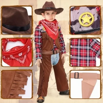 Latocos Kids Cowboy Costume Set for Boys Ages 3-10
