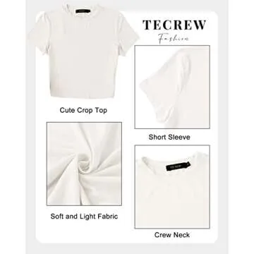 TECREW Women's Summer Cute Crop Top - Soft & Versatile T-Shirt