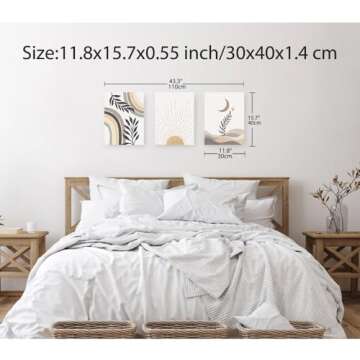 Erctoo Office Wall Decor Aesthetic Canvas Wall Art for Bedroom, Beige Boho Decor for Home Office, Li...