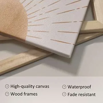 Erctoo Office Wall Decor Aesthetic Canvas Wall Art for Bedroom, Beige Boho Decor for Home Office, Living Room, Bathroom, Framed 12"X16" Geometric Nature Mid-Century Modern Wall Art