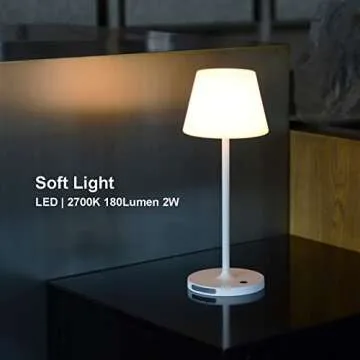 LOTITOL Outdoor Table Lamp/Cordless USB Rechargeable 4000mAh / 2700K LED/Touch Dimmable/Portable Battery Operated / IP44 Waterproof/PE Shade/Bedroom Dinning Camping Patio (15in, Wood Grain)