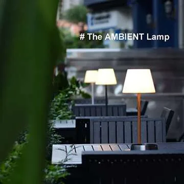 LOTITOL Outdoor Table Lamp/Cordless USB Rechargeable 4000mAh / 2700K LED/Touch Dimmable/Portable Battery Operated / IP44 Waterproof/PE Shade/Bedroom Dinning Camping Patio (15in, Wood Grain)