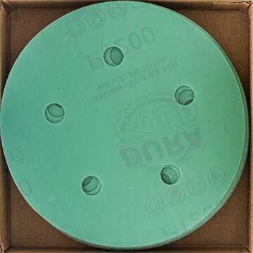 Dura-Gold Premium 1200 Grit 5" Green Film Sandpaper Discs, 5 Hole Pattern Dustless, 50 Discs - Hook ...