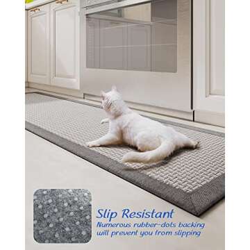 MontVoo Kitchen Rugs and Mats for Floor, Washable Non-Skid Runner Rug, Absorbent Twill Standing Mat for Sink, Gray