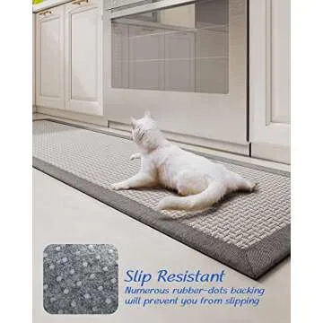 MontVoo Kitchen Rugs and Mats for Floor, Washable Non-Skid Runner Rug, Absorbent Twill Standing Mat for Sink, Gray