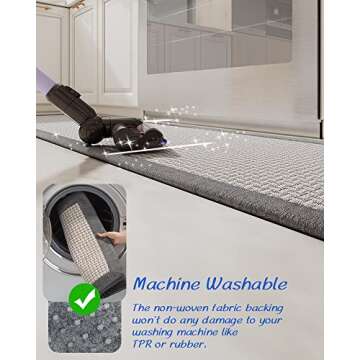 MontVoo Kitchen Rugs and Mats for Floor, Washable Non-Skid Runner Rug, Absorbent Twill Standing Mat for Sink, Gray