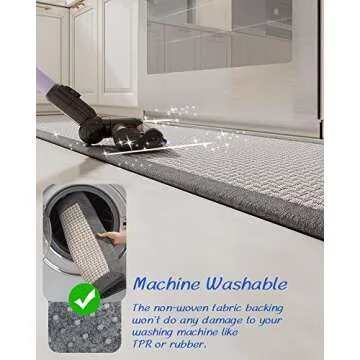 MontVoo Kitchen Rugs and Mats for Floor, Washable Non-Skid Runner Rug, Absorbent Twill Standing Mat for Sink, Gray