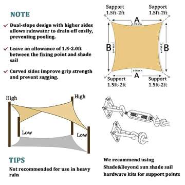 Shade&Beyond Sun Shade Sail 10'x10' Durable Canopy