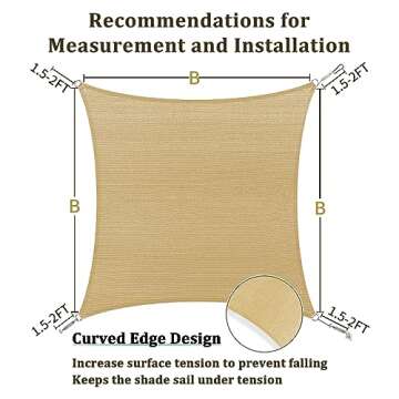 Shade&Beyond Sun Shade Sail 10'x10' Durable Canopy