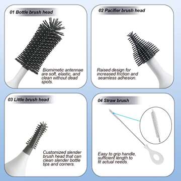 winforhour Electric Cleaning Brush with Electric Bottle Cleaner Set and Straw Brush,Suitable for Kitchen Brush and Baby Bottle Brush.Waterproof IPX65(White)