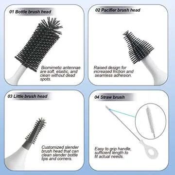 winforhour Electric Cleaning Brush with Electric Bottle Cleaner Set and Straw Brush,Suitable for Kitchen Brush and Baby Bottle Brush.Waterproof IPX65(White)