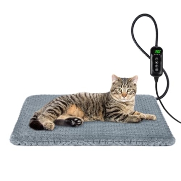 INVENHO Heated Cat Bed - Adjustable, Waterproof Pet Heating Pad with Timer