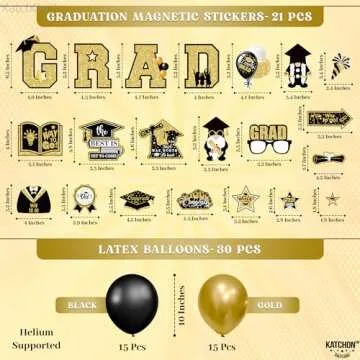 KatchOn Graduation Car Magnets with Balloons - 51 Pack | Grad Stickers for Class of 2025