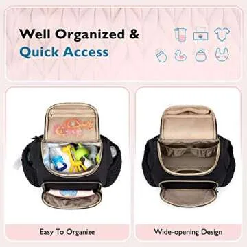 mommore Diaper Bag Small Diaper Backpack Stylish Baby Backpacks Travel Mini Maternity Bags with Insulated Pockets, Changing Pad, Stroller Straps