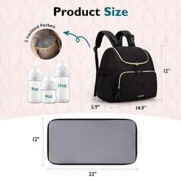 mommore Diaper Bag Small Diaper Backpack Stylish Baby Backpacks Travel Mini Maternity Bags with Insulated Pockets, Changing Pad, Stroller Straps