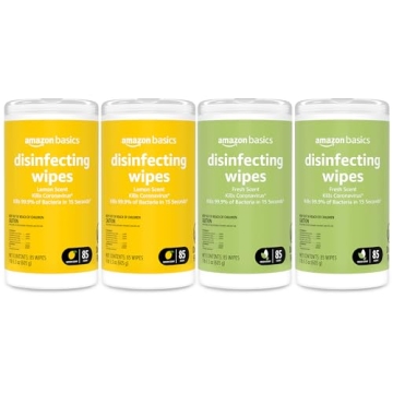 Amazon Basics Disinfecting Wipes, Lemon & Fresh Scent - 340 Count, Eco-Friendly and Effective Cleani...