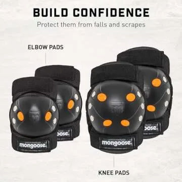 Mongoose Kids BMX Gel Knee and Elbow Pad Set - Ultimate Protection