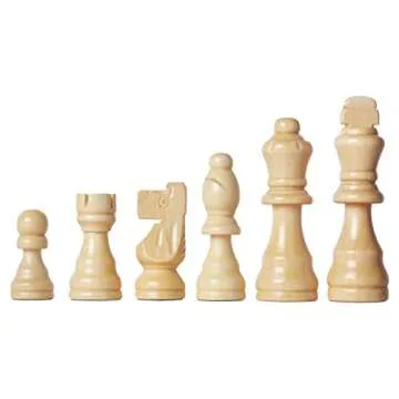 Fun+1 Toys! 32 Count Wooden Chess Pieces Only with Storage Bags - Staunton Style Wood Chess Pieces for Chess Tournament. Compatible with Any Chess Set, Contains King, Queen and Other Chessmens