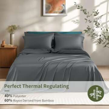 Shilucheng 6 Piece King Sheet Sets, Cooling Sheets, Blend Rayon Derived from Bamboo, Deep Pocket Up ...