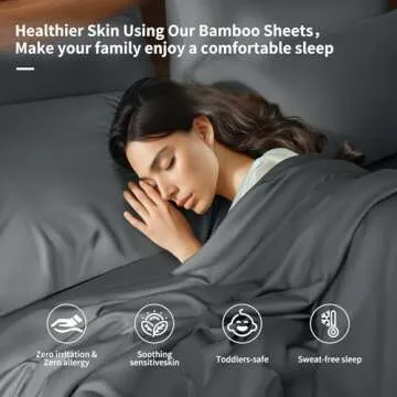 Shilucheng 6 Piece King Sheet Sets, Cooling Sheets, Blend Rayon Derived from Bamboo, Deep Pocket Up to 16", Breathable & Soft Bed Sheets, Hotel Silky Bedding Set, Dark Grey