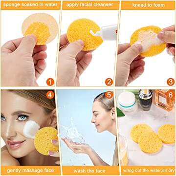 50 Pcs Natural Facial Sponges for Gentle Cleansing
