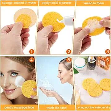 50 Pcs Natural Facial Sponges for Gentle Cleansing