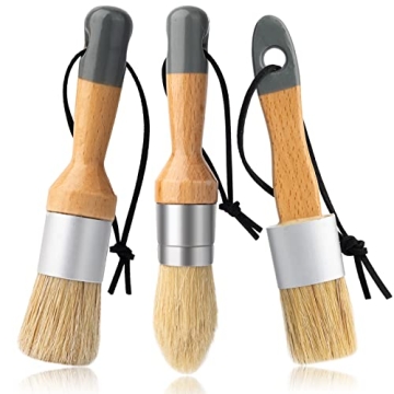 Mister Rui Chalk Wax Paint Brush Set - 3 Natural Bristle Brushes