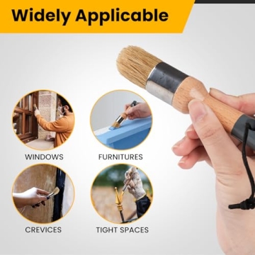 Mister Rui Chalk Wax Paint Brush Set - 3 Natural Bristle Brushes