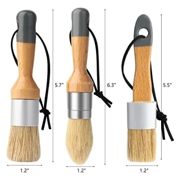 Mister Rui Chalk Wax Paint Brush Set - 3 Natural Bristle Brushes