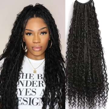 Crochet Human Hair Boho Box Braids - Pre-looped & Light Weight, 24 inch - 2 Pack of 80 Strands