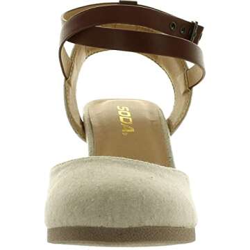 Soda Women's Closed Toe Espadrille Wedge Sandal - Natural Tan