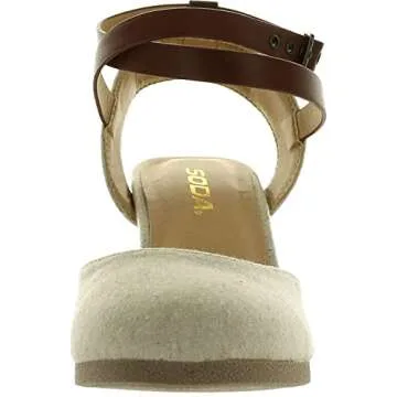 Soda Women's Closed Toe Espadrille Wedge Sandal - Natural Tan