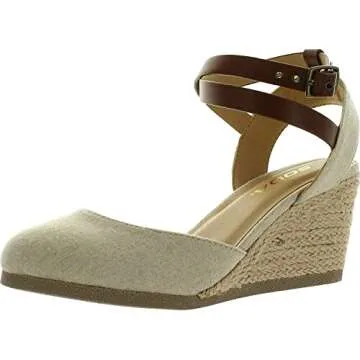 Soda Women's Closed Toe Espadrille Wedge Sandal - Natural Tan