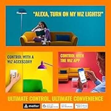 Echo Pop with WiZ 60W A19 LED Smart Color Bulb - Connects to Your Wi-Fi - E26 Base - Control with Voice or App - Matter Compatible