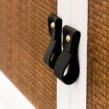 KEYAIIRA - Leather and Brass Drawer Pull - minimal furniture knobs modern kitchen handle pulls for cabinets farm house Scandinavian dresser hardware