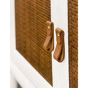 KEYAIIRA - Leather and Brass Drawer Pull - minimal furniture knobs modern kitchen handle pulls for cabinets farm house Scandinavian dresser hardware