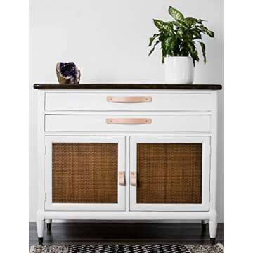 KEYAIIRA - Leather and Brass Drawer Pull - minimal furniture knobs modern kitchen handle pulls for cabinets farm house Scandinavian dresser hardware