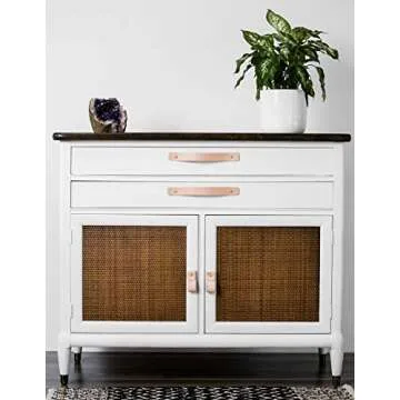 KEYAIIRA - Leather and Brass Drawer Pull - minimal furniture knobs modern kitchen handle pulls for cabinets farm house Scandinavian dresser hardware