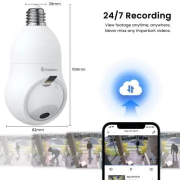 GALAYOU 2K Light Bulb Security Cameras Wireless Outdoor, Lightbulb Camera,WiFi Cameras for Home Security, Smart Porch Camera Garage, Motion Tracking 360° Pan-Tilt View Alexa Google Home E27 Socket G6