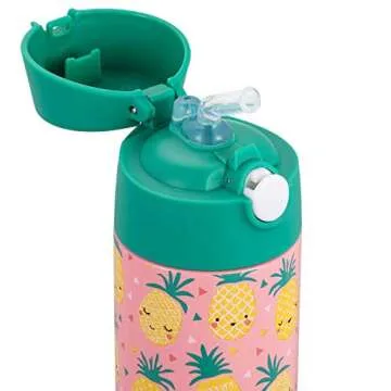 Snug Kids Water Bottle - insulated stainless steel thermos with straw (Girls/Boys) - Pineapple, 17oz