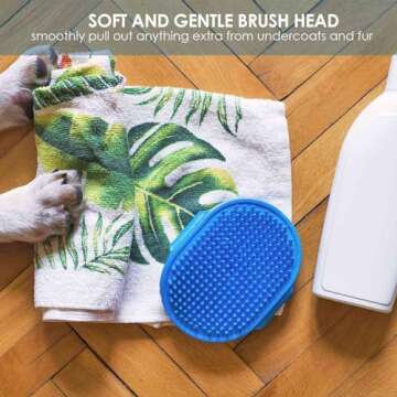 BRILLIRARE 2 Pack Dog Grooming Brush, Premium Soft Silicone Pet Bath Brushes with Adjustable Handle, Shampoo Soothing Comb for Wet Dry Long Short Haired Dogs & Cats Massaging, Deshedding