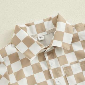 Toddler Boys Checkered Summer Outfit Shirt and Shorts Set