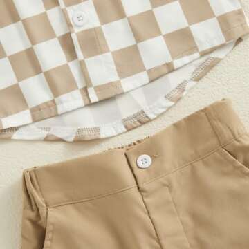 Toddler Boys Checkered Summer Outfit Shirt and Shorts Set