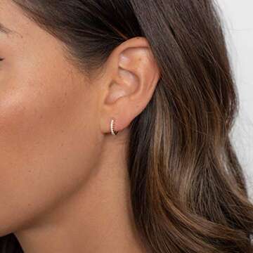 PAVOI 14K Gold Plated Cubic Zirconia Cuff Earrings Huggie Stud (Pack White/Yellow, Gold Plated)