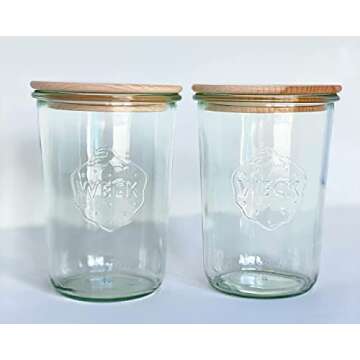 WECK Weck 743 Mold Jars with Beech Wood Lids for Canning