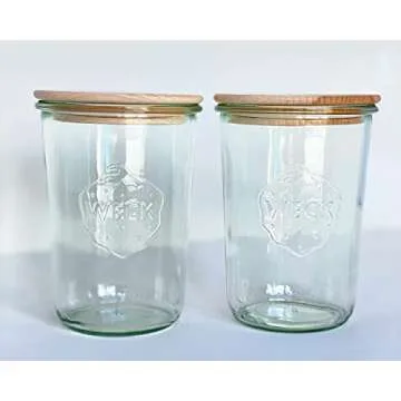WECK Weck 743 Mold Jars with Beech Wood Lids for Canning